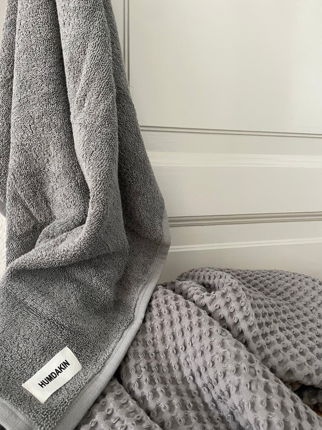 Humdakin-SKU589-TerryHandTowel_Stone-SKU235-WaffleBathTowel_SKU236-WaffleHandTowel-Stone