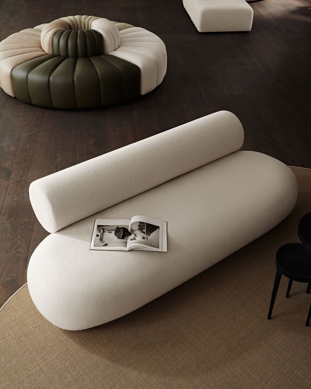 Hippo-soffa-Barnum-24-lifestyle1.jpg Norr11 Soffa Hippo i tyg Barnum Boucle färg 24 offwhite