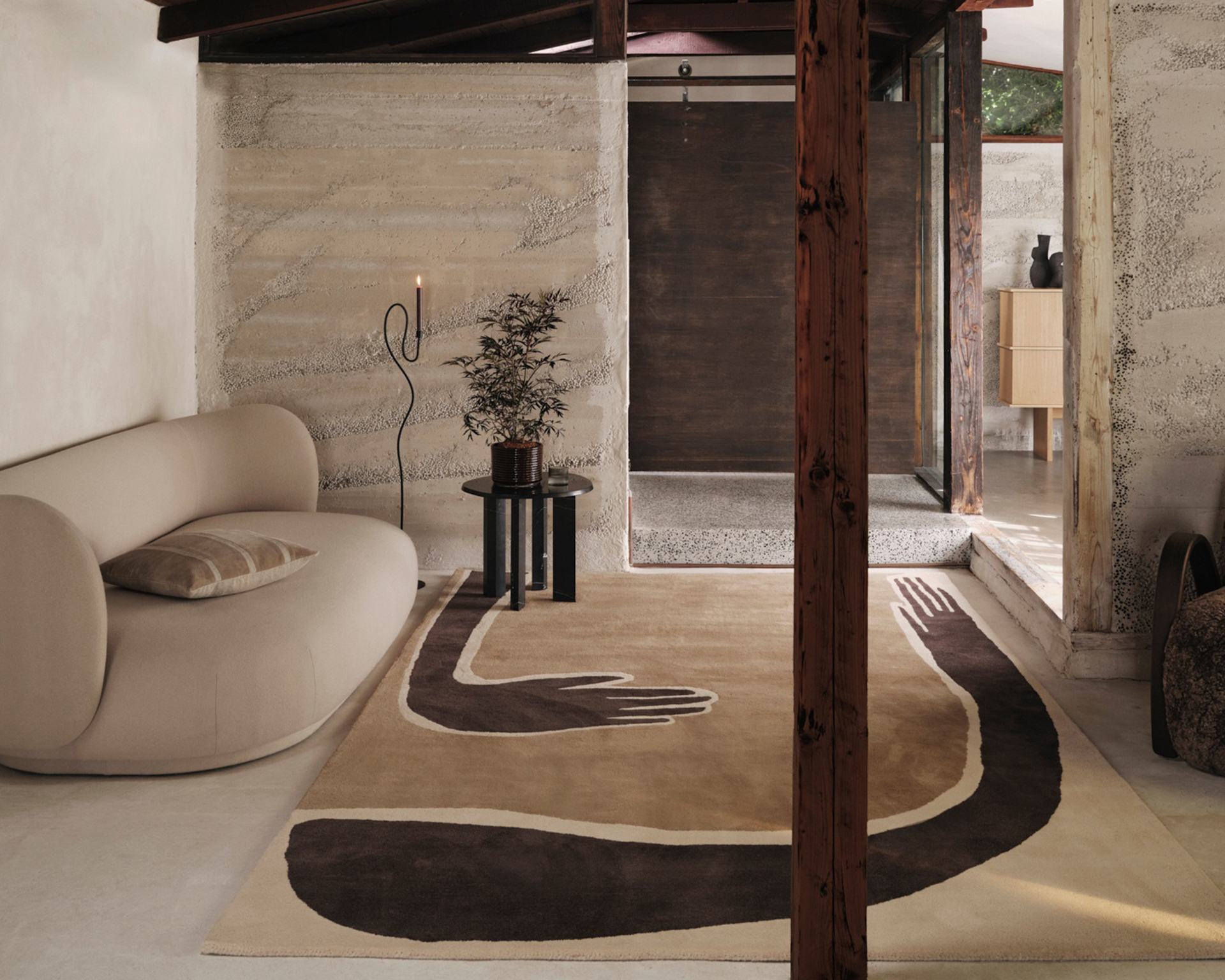 Ferm-Living-Rico-Sofa-Pose-Tufted-Rug-DarkCoffee-Off-white